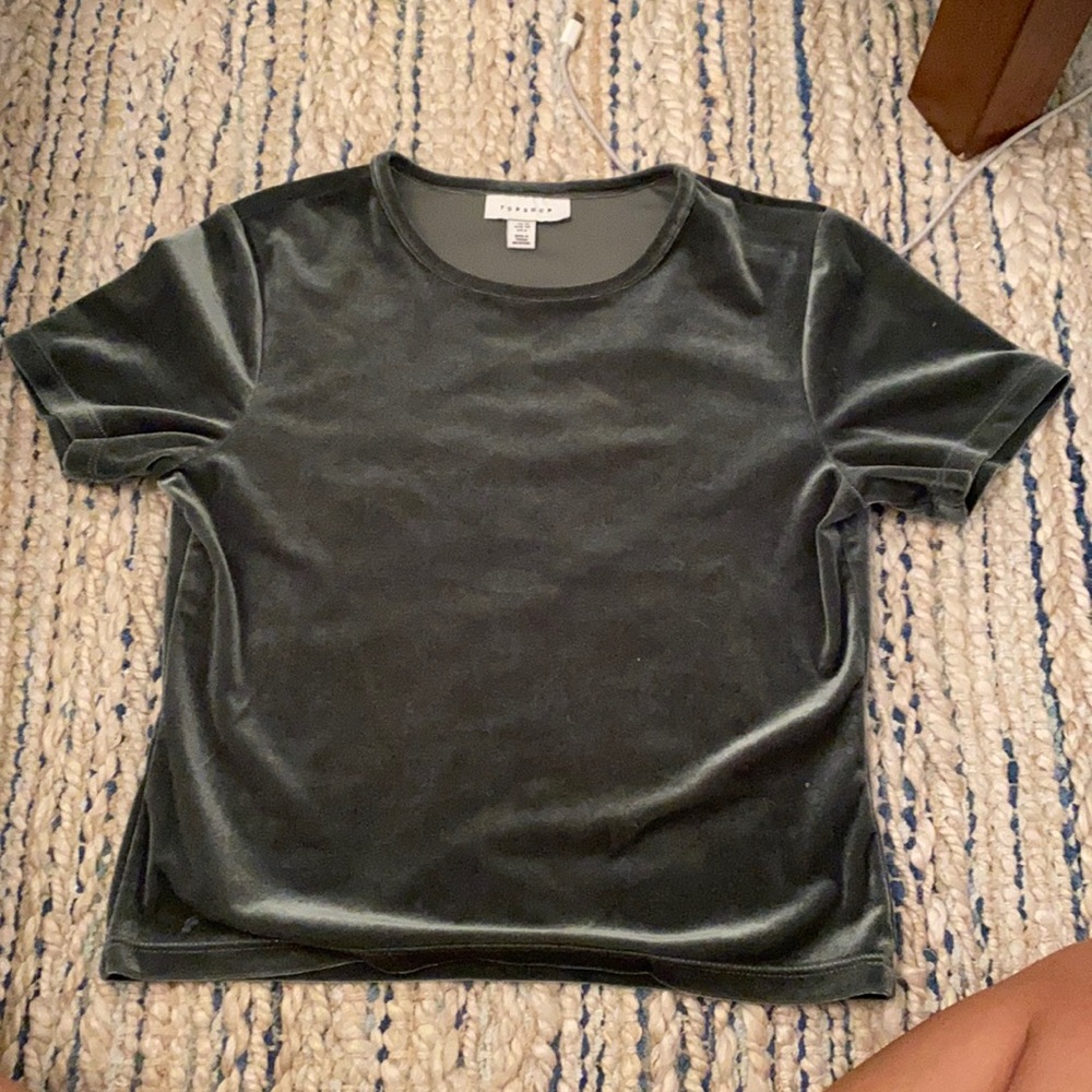 Topshop Green Velvet Top